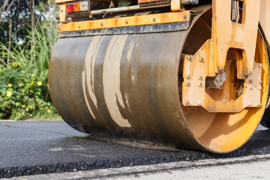 Roller on pavement